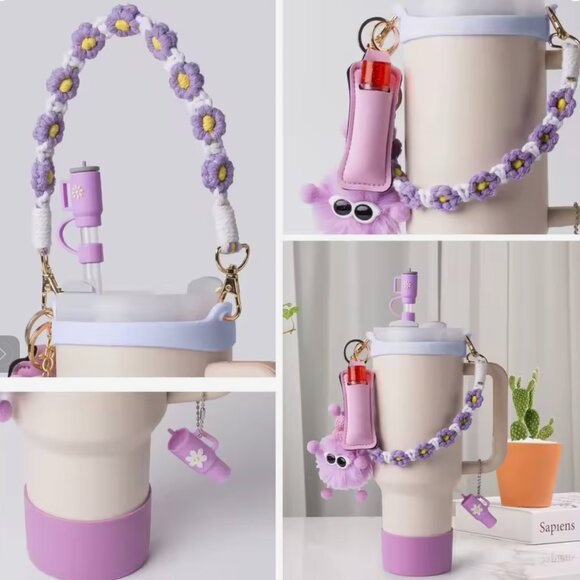 Purple Ultimate 7-Piece Accessory Set for Stanley Cup Tumblers: Fits 40oz & 30oz - Picture 2 of 3